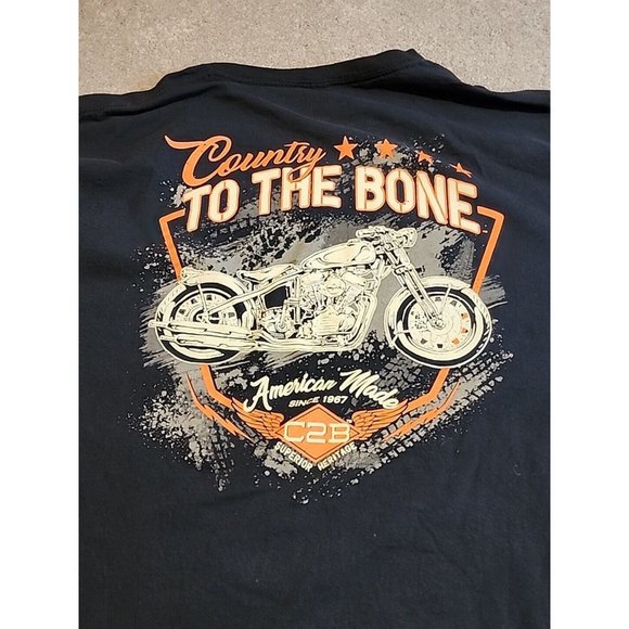 C2B Men Size XL 2-SIDE PRINT T-Shirt Country To The Bone Motorcycle Angle Wings - Picture 1 of 10